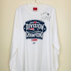 Autographed Tedy Bruschi 54 NFL NE Patriots long sleeve tee
